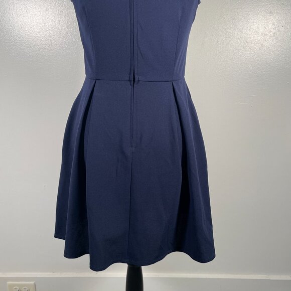 Speechless Navy Blue Crew Neck Lace Shoulder Sleeveless Fit & Flare Dress M - Picture 11 of 16
